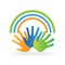 Hands of people coming together for change icon