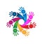 Hands of people coming together for change vector logo