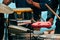 Hands and the percussion section at a symphonic concert