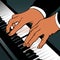 Hands play the keys of the piano