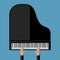 Hands playing the grand piano. Flat design