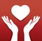 Hands pray in a heart shape vector