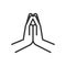 Hands praying icon. Vector thin line illustration. Religious gesture sign. Folded hands for different culture meanings