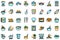 Hands preparing foods icons set vector flat