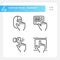 Hands pressing keys on devices pixel perfect linear icons set