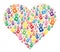 Hands prints in heart colorful vector