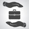 Hands protecting portfolio case icon