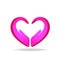 Hands protection pink heart shape logo vector