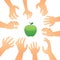 Hands Reaching To Apple