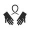 Hands with ribbon together community and partnership silhouette icon
