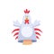 Hands rooster or chicken character fabric puppet icon, flat cartoon vector illustration isolated.