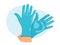 Hands in rubber gloves as protection when giving care to person infected with coronavirus. Extra precautions