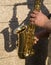Hands of saxophone player