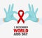 Hands show a heart with a ribbon symbol of aids, hiv. World AIDS Day 1 December, red ribbon. vector