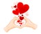 Hands Showing Heart Gesture and Red Fluttering Sweetheart Vector Illustration