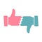 Hands showing thumbs up and down flat icon