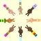 A hands are showing two fingers. Peace sign.Trendy retro cartoon stickers