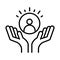 Hands support people, human rights day, line icon design