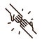 Hands supporting community and partnership line icon