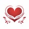Hands supporting heart icon white background AI Generated