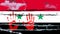 Hands  of  Syrian refugee  against the background of the flag of Syria and barbed wire. Illustration for armed, military conflict