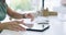 Hands, tablet and business woman on keyboard, mouse and computer at office desk in startup. Closeup, digital technology