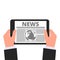 Hands Tablet News Vector Illustration