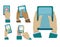 Hands tapping smartphone vector flat icons set