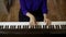 Hands teenager girl playing on the keyboard of the digital piano