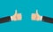 Hands with thumb up. Like, good, positive symbol. Vector illustration