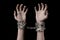 Hands tied chain, kidnapping, dependence, loneliness, social problem, halloween theme, black background