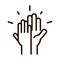 Hands together collaboration community and partnership line icon