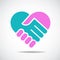 Hands together. Heart symbol. Vector  Hands shaking forming heart simple isolated vector icon