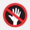 hands touch forbidden sign symbol