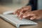 Hands, trader or woman typing on computer working on email or research project on keyboard. Keyboard closeup, tading