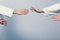 Hands of two girls standing in stance on martial arts training