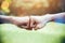 Hands of two man people fist bump team teamwork and partnership business success