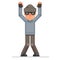 Hands up surrender caught evil greedily thief cartoon rogue bulgar captured character flat design vector