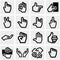 Hands vector icons set on gray.