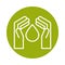 Hands water drop alternative sustainable energy block line style icon