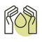 Hands water drop alternative sustainable energy line style icon