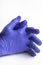 Hands Wearing Blue Latex Disposable Gloves