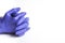 Hands Wearing Blue Latex Disposable Gloves