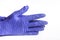 Hands Wearing Blue Latex Disposable Gloves