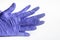 Hands Wearing Blue Latex Disposable Gloves