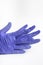 Hands Wearing Blue Latex Disposable Gloves