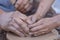 Hands working on pottery wheel