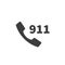 Handset with 911 emergency number, simple black icon on white