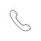 Handset of old telephone hand drawn outline doodle icon.