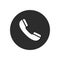 Handset phone round icon or button. Vector illustration. Handset icon on round button